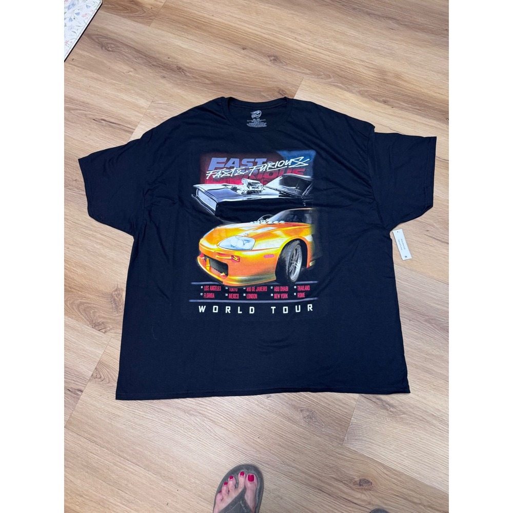 Fast & Furious 20 Years World Tour Graphic T-Shirt Black Mens 3XL NEW